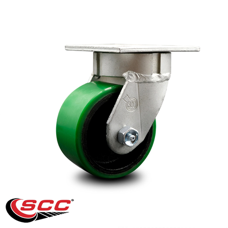 Service Caster 4 Inch Kingpinless Green Poly on Steel Wheel Swivel Top Plate Caster SCC SCC-KP30S420-PUR-GB